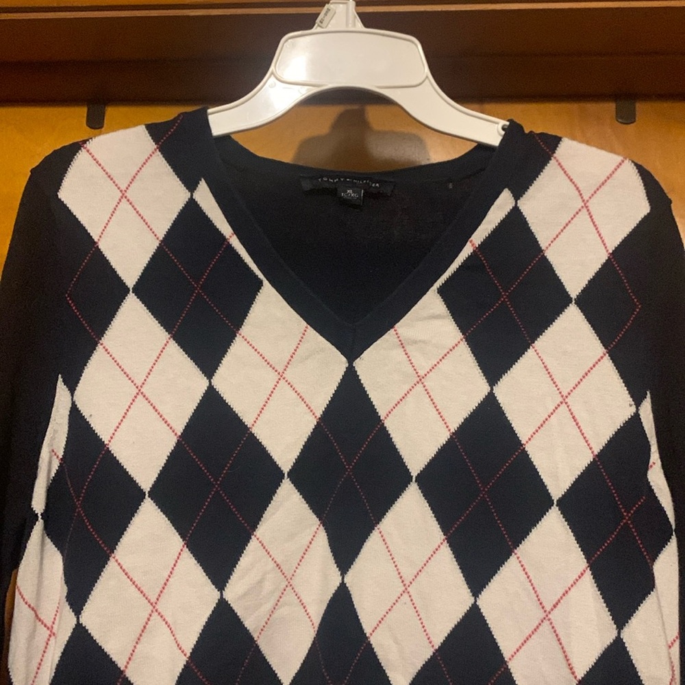 Tommy Hilfiger Size XL Diamond Plaid Long Sleeve Top - Picture 3 of 5